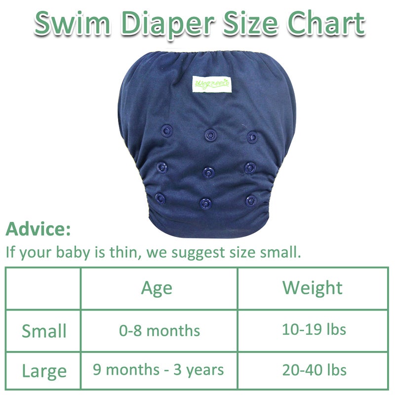 wegreeco Baby & Toddler Snap One Size Adjustable Reusable Baby Swim Diaper (Navy, Small, 3 Pack) - Image 3